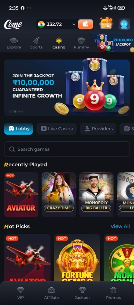 Come11 fantasy cricket app interface with team selection and live match updates